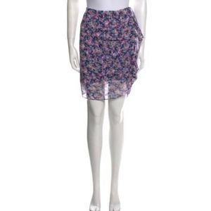 Veronica Beard Purple & Pink Floral Ruffle Midi Skirt